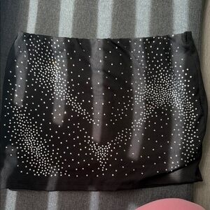 Black Mini Skirt with Silver Stud Embellishment
